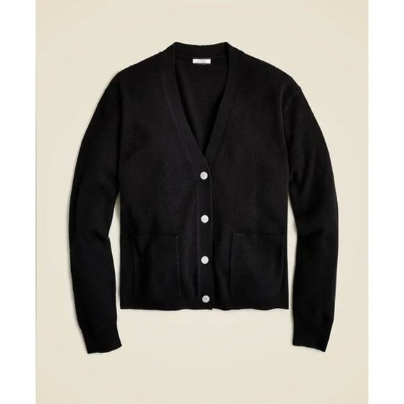 NWT J.Crew Cashmere Patch Pocket Cardigan Sweater BF016 in Black Size XXS - Picture 3 of 9